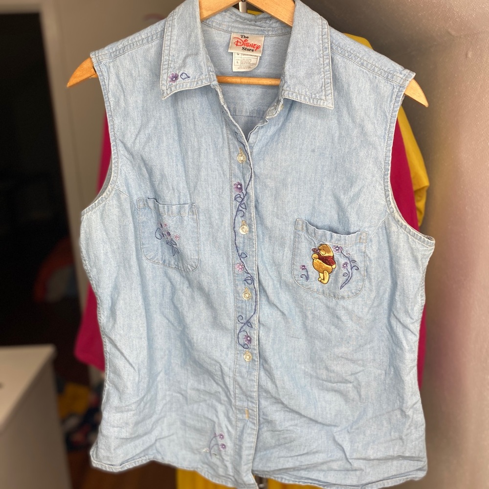 VINTAGE DISNEY WINNIE THE POOH denim tank/vest